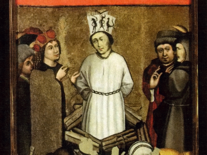 Jan Hus na retáblu z kostela sv. Václava v Roudníkách